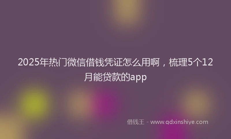 2025年热门微信借钱凭证怎么用啊，梳理5个12月能贷款的app