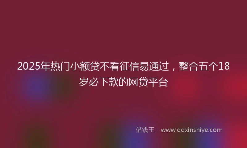 2025年热门小额贷不看征信易通过，整合五个18岁必下款的网贷平台