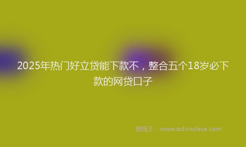 2025年热门好立贷能下款不，整合五个18岁必下款的网贷口子