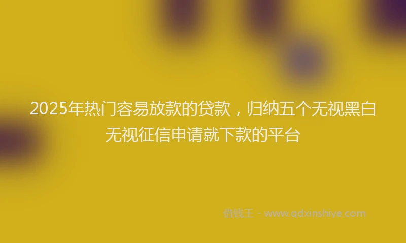 2025年热门容易放款的贷款，归纳五个无视黑白无视征信申请就下款的平台