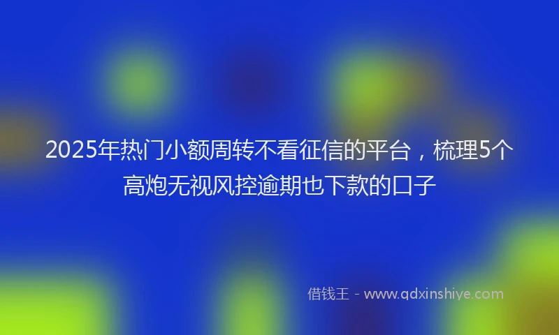2025年热门小额周转不看征信的平台，梳理5个高炮无视风控逾期也下款的口子