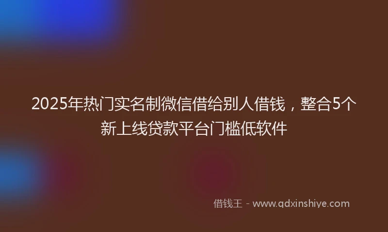 2025年热门实名制微信借给别人借钱，整合5个新上线贷款平台门槛低软件