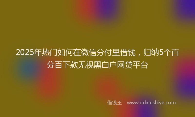 2025年热门如何在微信分付里借钱，归纳5个百分百下款无视黑白户网贷平台