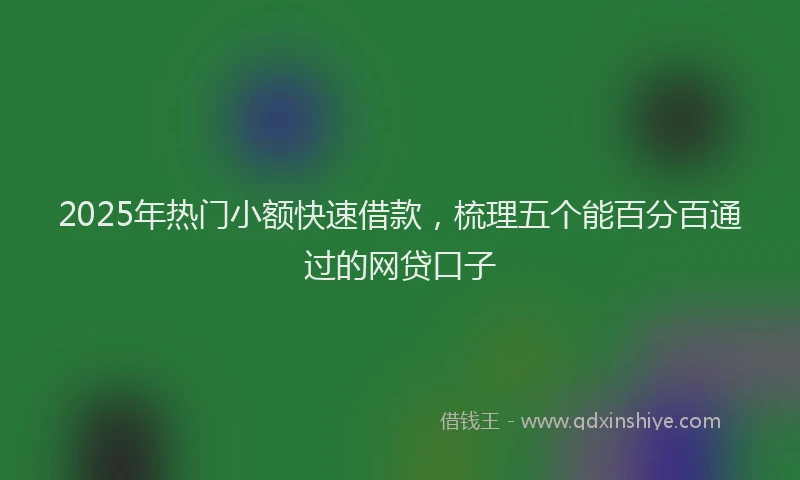 2025年热门小额快速借款，梳理五个能百分百通过的网贷口子