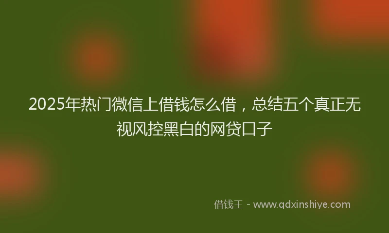 2025年热门微信上借钱怎么借，总结五个真正无视风控黑白的网贷口子