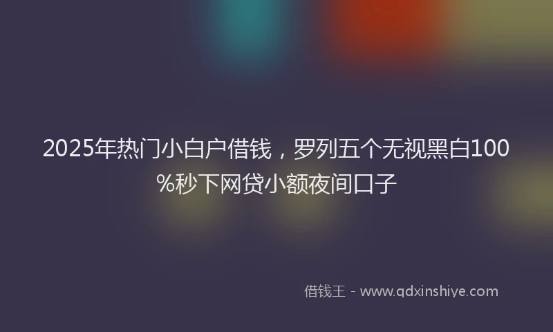 2025年热门小白户借钱，罗列五个无视黑白100%秒下网贷小额夜间口子