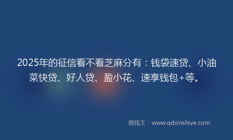 2025年的征信看不看芝麻分有：钱袋速贷、小油菜快贷、好人贷、盈小花、速享钱包+等。