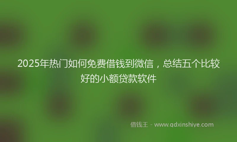 2025年热门如何免费借钱到微信，总结五个比较好的小额贷款软件