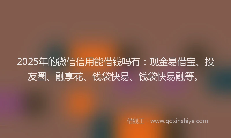 2025年的微信信用能借钱吗有：现金易借宝、投友圈、融享花、钱袋快易、钱袋快易融等。