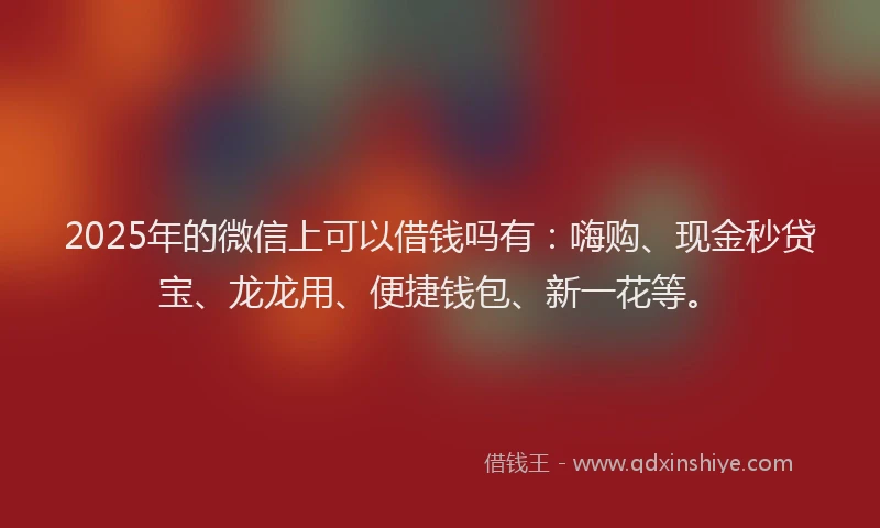 2025年的微信上可以借钱吗有：嗨购、现金秒贷宝、龙龙用、便捷钱包、新一花等。