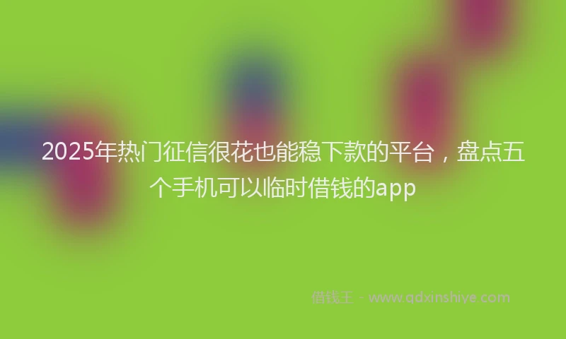2025年热门征信很花也能稳下款的平台，盘点五个手机可以临时借钱的app