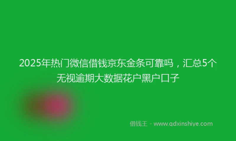 2025年热门微信借钱京东金条可靠吗，汇总5个无视逾期大数据花户黑户口子