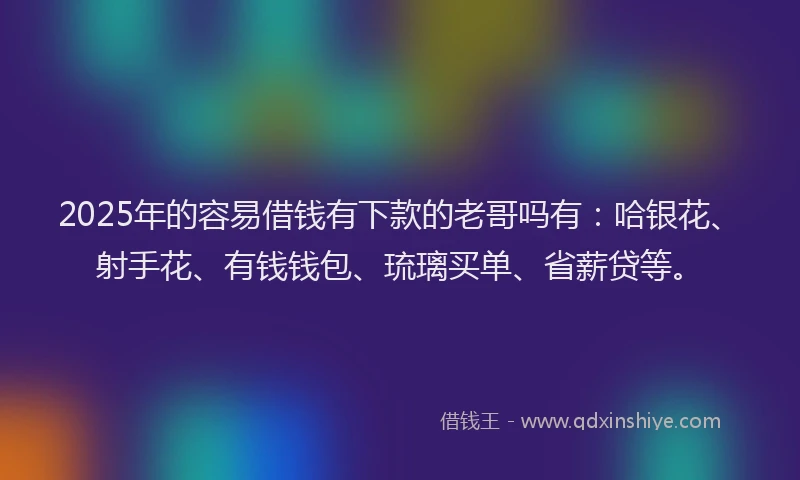 2025年的容易借钱有下款的老哥吗有：哈银花、射手花、有钱钱包、琉璃买单、省薪贷等。
