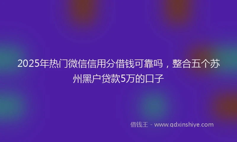 2025年热门微信信用分借钱可靠吗，整合五个苏州黑户贷款5万的口子