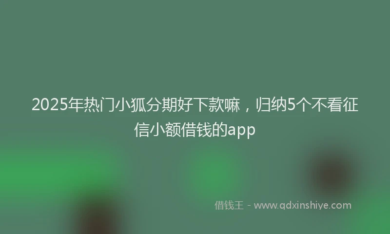 2025年热门小狐分期好下款嘛，归纳5个不看征信小额借钱的app