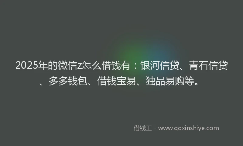 2025年的微信z怎么借钱有：银河信贷、青石信贷、多多钱包、借钱宝易、独品易购等。