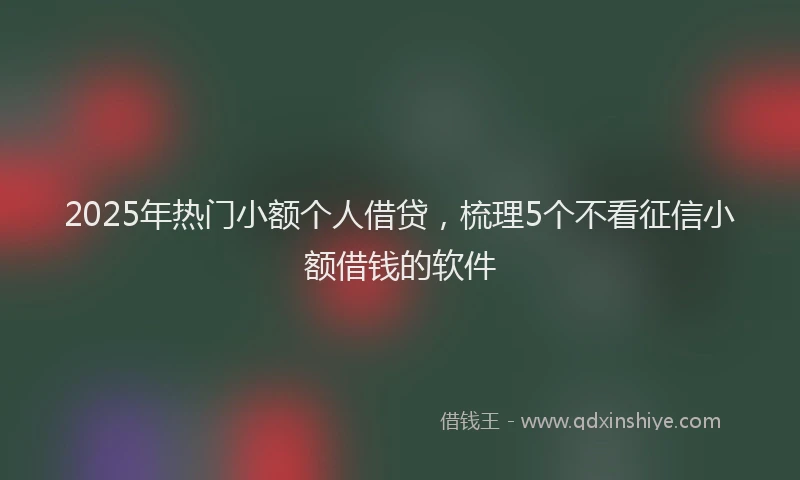 2025年热门小额个人借贷，梳理5个不看征信小额借钱的软件