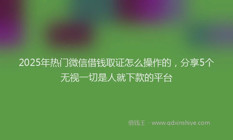 2025年热门微信借钱取证怎么操作的，分享5个无视一切是人就下款的平台