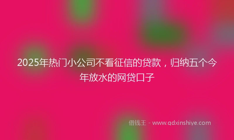 2025年热门小公司不看征信的贷款，归纳五个今年放水的网贷口子