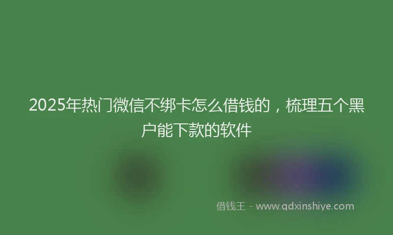 2025年热门微信不绑卡怎么借钱的，梳理五个黑户能下款的软件