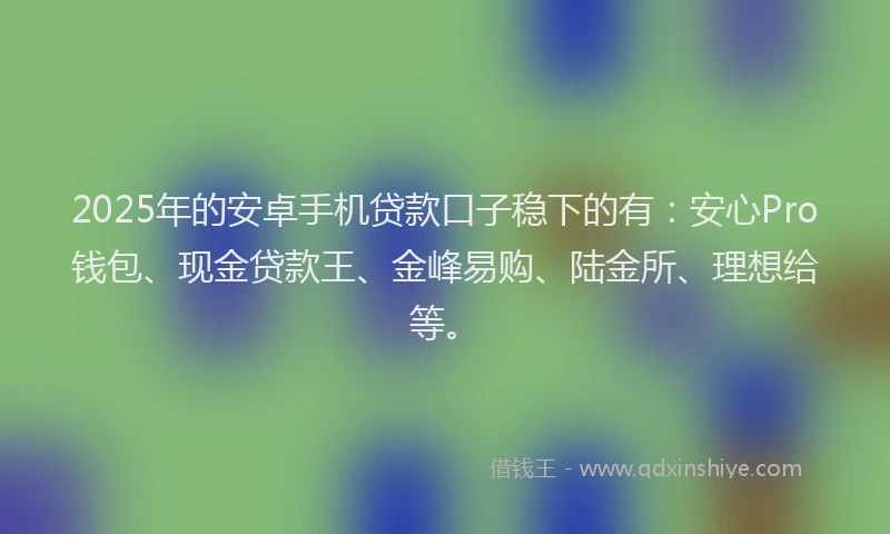 2025年的安卓手机贷款口子稳下的有：安心Pro钱包、现金贷款王、金峰易购、陆金所、理想给等。