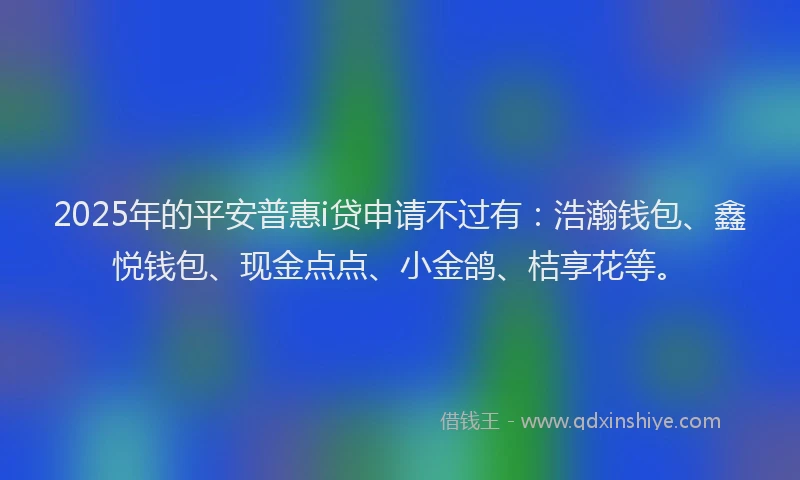 2025年的平安普惠i贷申请不过有：浩瀚钱包、鑫悦钱包、现金点点、小金鸽、桔享花等。