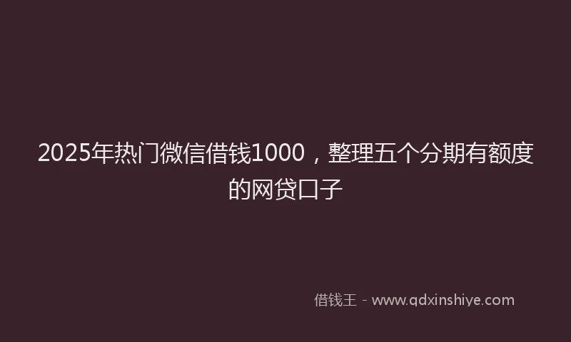 2025年热门微信借钱1000，整理五个分期有额度的网贷口子