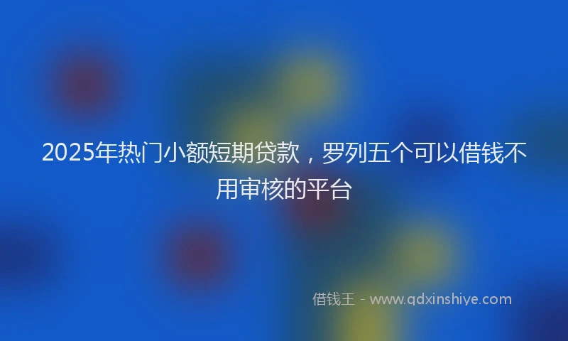 2025年热门小额短期贷款，罗列五个可以借钱不用审核的平台