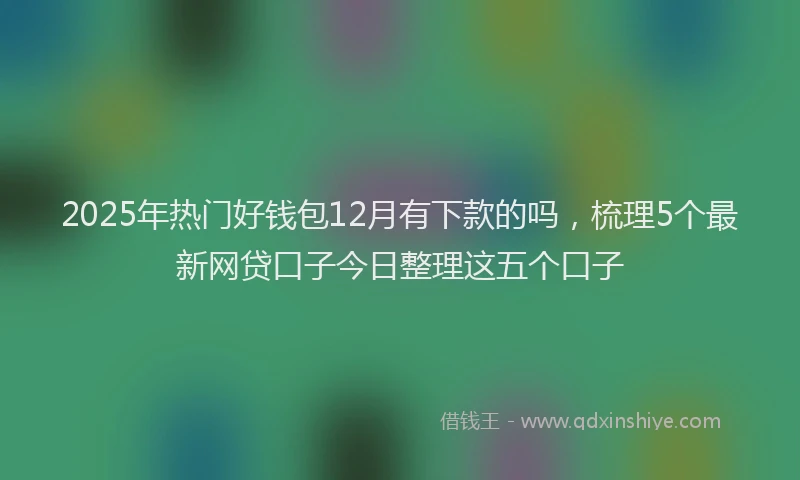 2025年热门好钱包12月有下款的吗，梳理5个最新网贷口子今日整理这五个口子