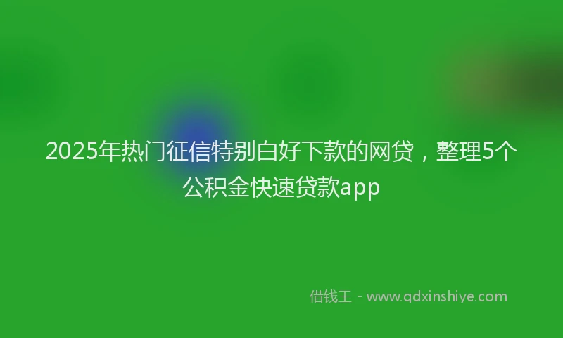 2025年热门征信特别白好下款的网贷，整理5个公积金快速贷款app