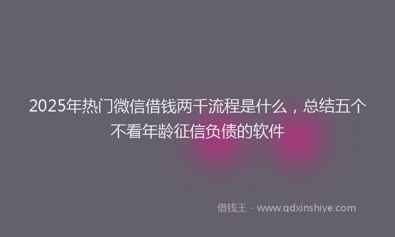 2025年热门微信借钱两千流程是什么，总结五个不看年龄征信负债的软件