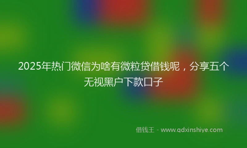 2025年热门微信为啥有微粒贷借钱呢，分享五个无视黑户下款口子