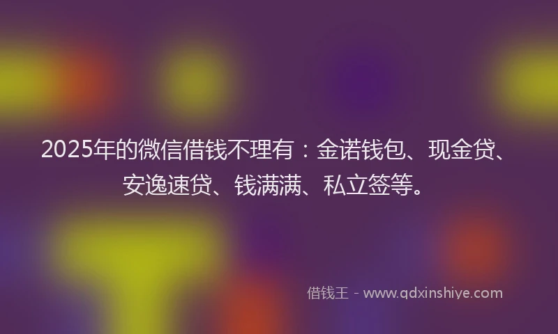 2025年的微信借钱不理有：金诺钱包、现金贷、安逸速贷、钱满满、私立签等。