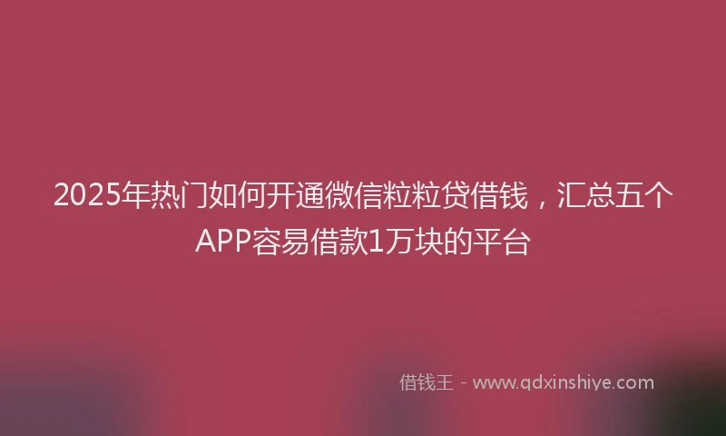 2025年热门如何开通微信粒粒贷借钱，汇总五个APP容易借款1万块的平台