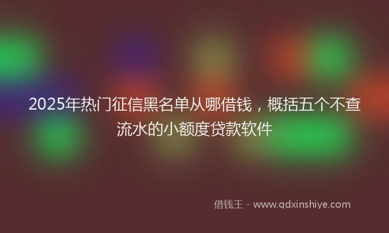 2025年热门征信黑名单从哪借钱，概括五个不查流水的小额度贷款软件