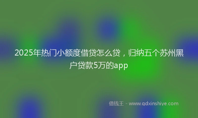 2025年热门小额度借贷怎么贷，归纳五个苏州黑户贷款5万的app
