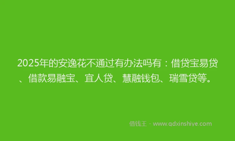 2025年的安逸花不通过有办法吗有：借贷宝易贷、借款易融宝、宜人贷、慧融钱包、瑞雪贷等。