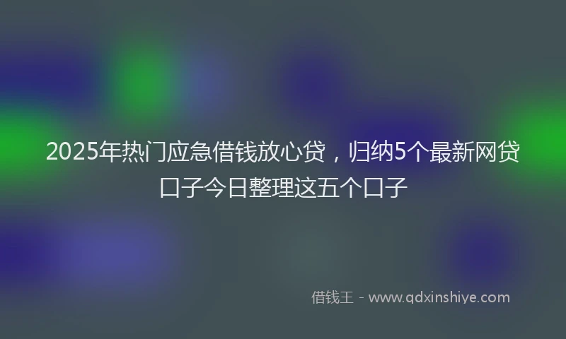 2025年热门应急借钱放心贷，归纳5个最新网贷口子今日整理这五个口子