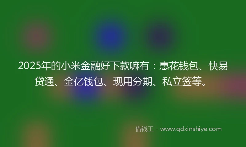 2025年的小米金融好下款嘛有：惠花钱包、快易贷通、金亿钱包、现用分期、私立签等。