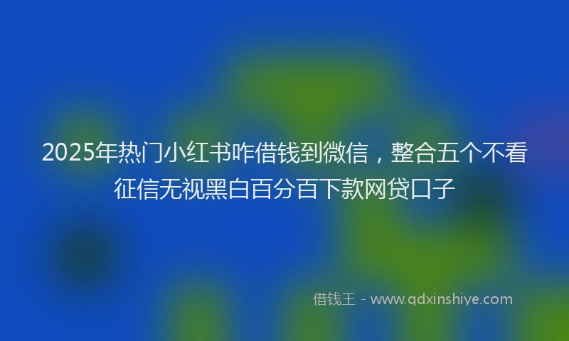 2025年热门小红书咋借钱到微信，整合五个不看征信无视黑白百分百下款网贷口子