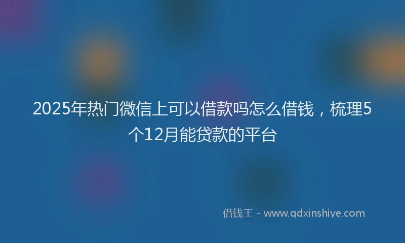 2025年热门微信上可以借款吗怎么借钱，梳理5个12月能贷款的平台