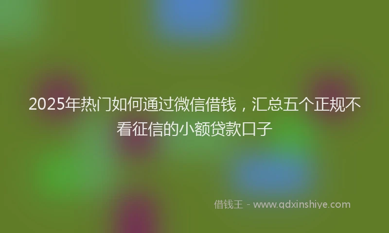 2025年热门如何通过微信借钱，汇总五个正规不看征信的小额贷款口子