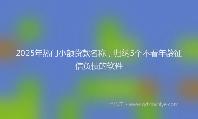 2025年热门小额贷款名称，归纳5个不看年龄征信负债的软件
