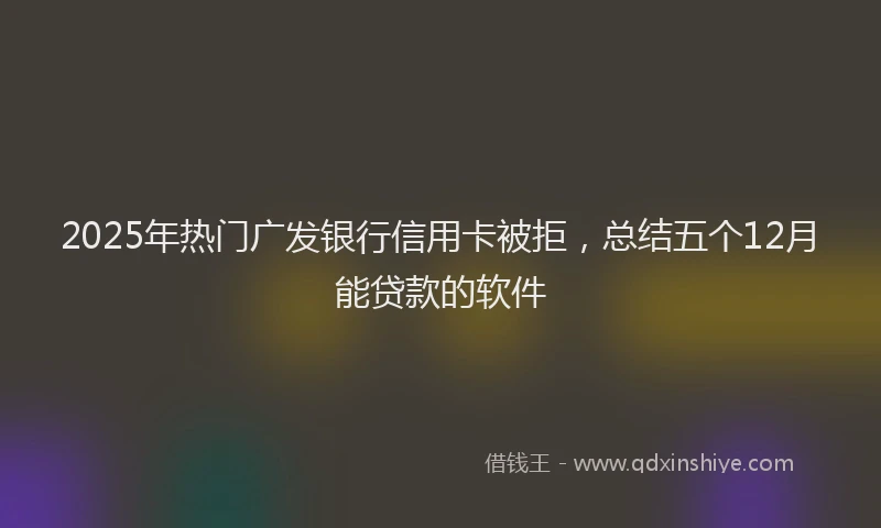 2025年热门广发银行信用卡被拒，总结五个12月能贷款的软件
