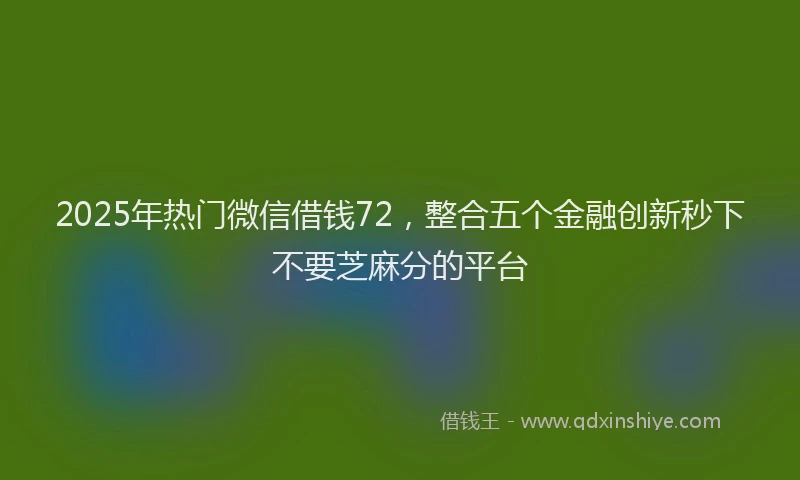 2025年热门微信借钱72，整合五个金融创新秒下不要芝麻分的平台