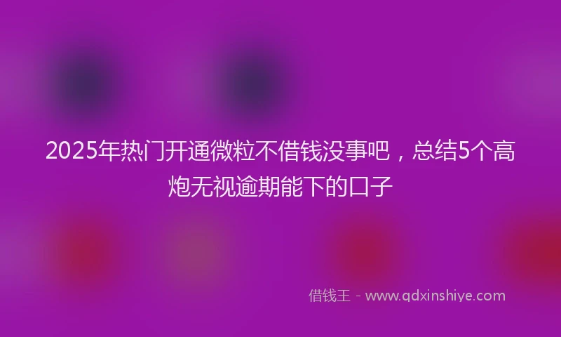 2025年热门开通微粒不借钱没事吧，总结5个高炮无视逾期能下的口子