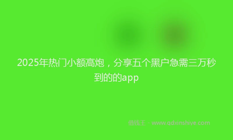 2025年热门小额高炮，分享五个黑户急需三万秒到的的app
