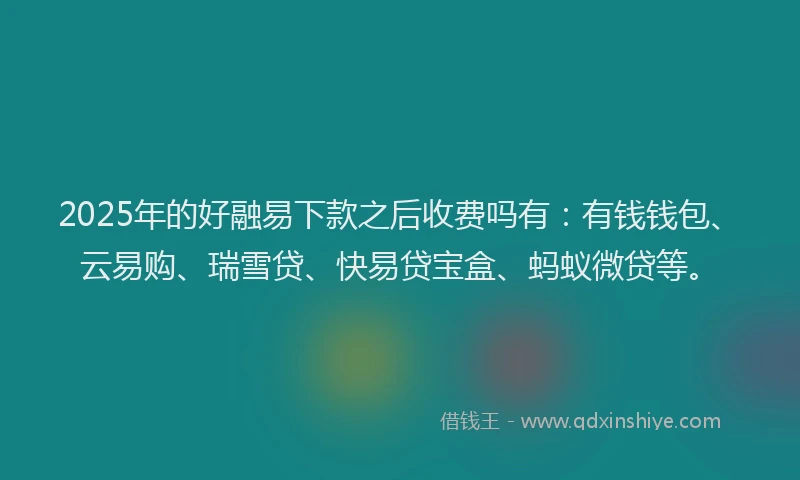 2025年的好融易下款之后收费吗有：有钱钱包、云易购、瑞雪贷、快易贷宝盒、蚂蚁微贷等。