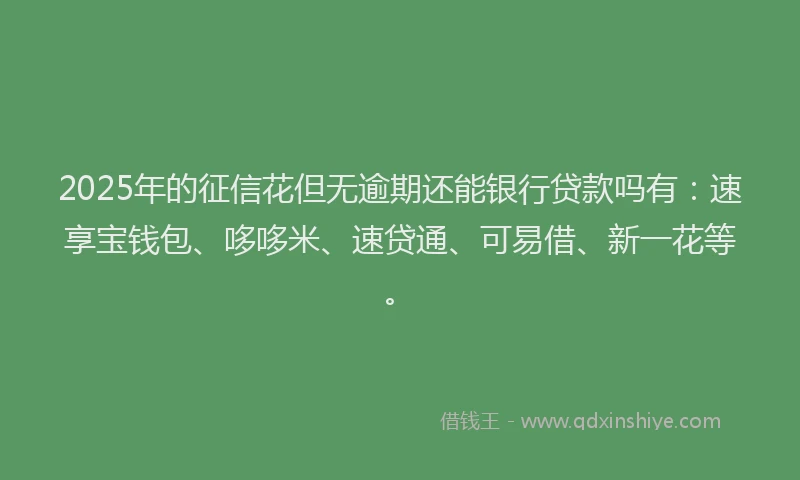 2025年的征信花但无逾期还能银行贷款吗有：速享宝钱包、哆哆米、速贷通、可易借、新一花等。
