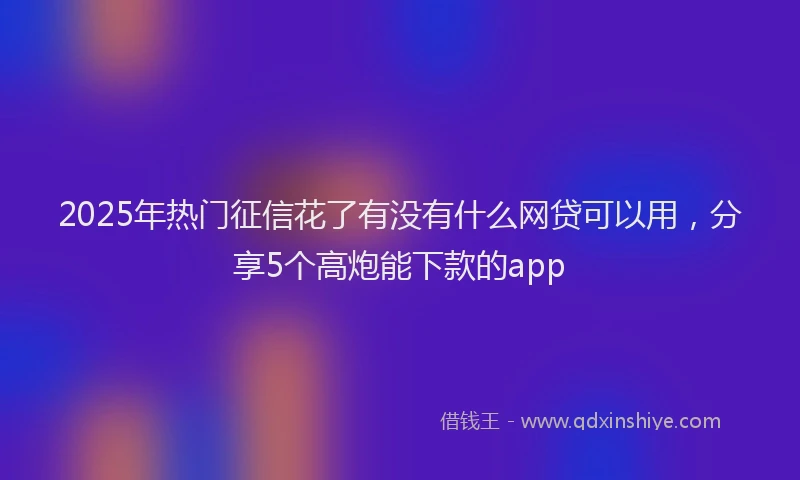 2025年热门征信花了有没有什么网贷可以用，分享5个高炮能下款的app